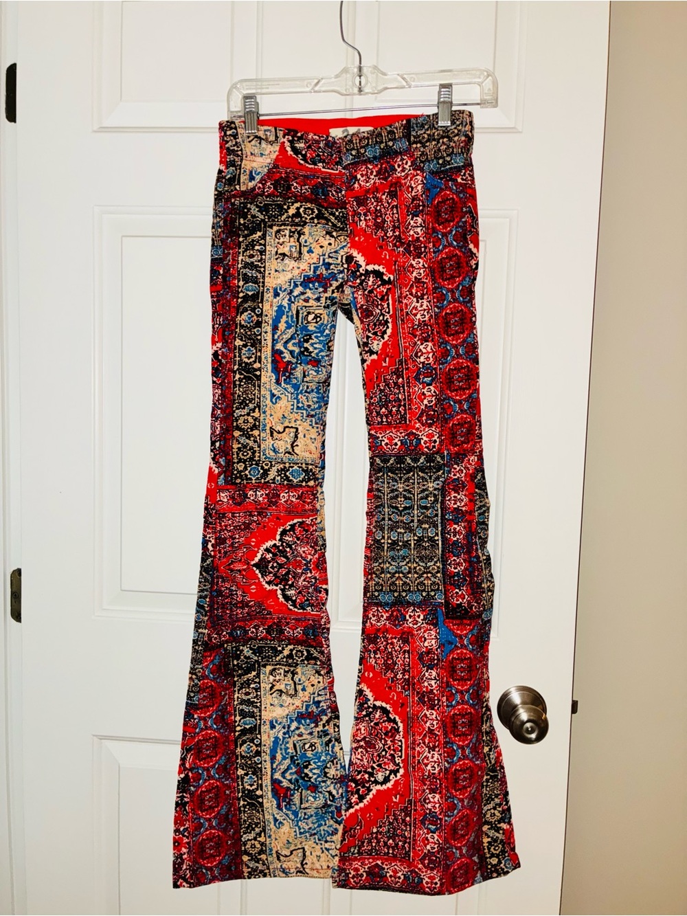 Free People Penny Paisley Patchwork Corduroy Flare Pants Sz 24 - Picture 7 of 8